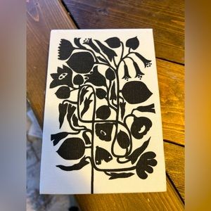 “Notes”pad. 75 sheets, canvas cover w/black floral design. NWT, still in plastic